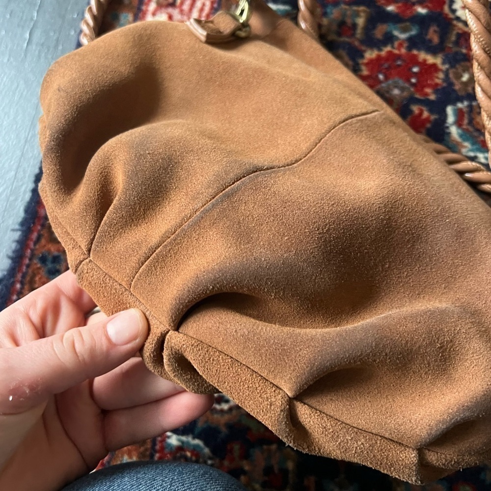 Anthropologie Marvita Crossbody Camel Brown Suede Bohemian Bag - Picture 7 of 7